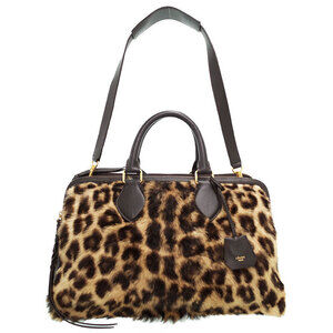 Celine Triptyque bag leopard printed calf hair brown